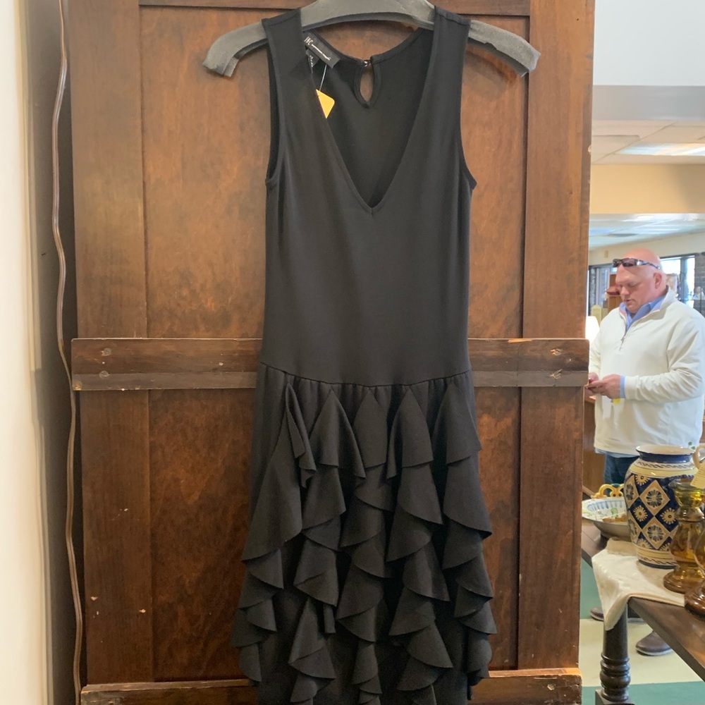 INC black mini dress ruffle